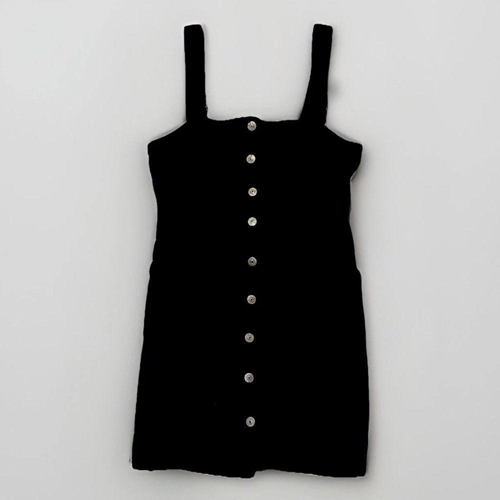 H&M Black Button-Front Mini Dress